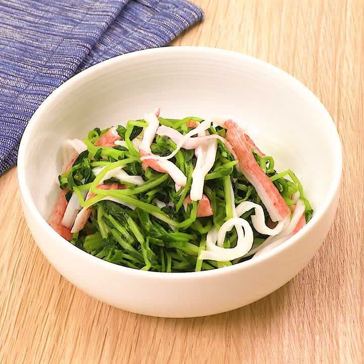 豆苗とかにかまの甘酢和え