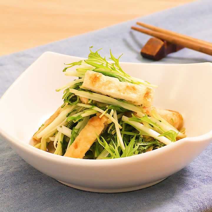 水菜と油揚げのわさび炒め