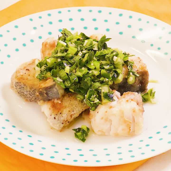 たらのソテー刻み小松菜ソース