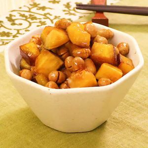 「大豆とさつまいもの甘だれあえ」のレシピ動画