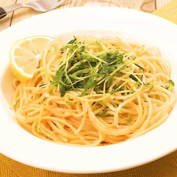 豆苗の明太パスタ