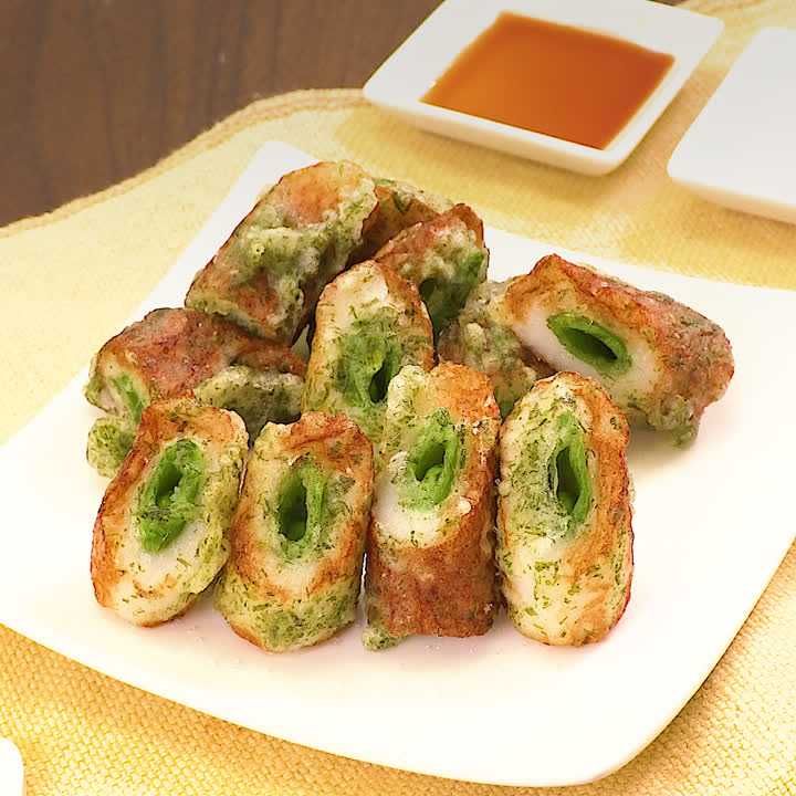 スナップエンドウとちくわの磯辺揚げ