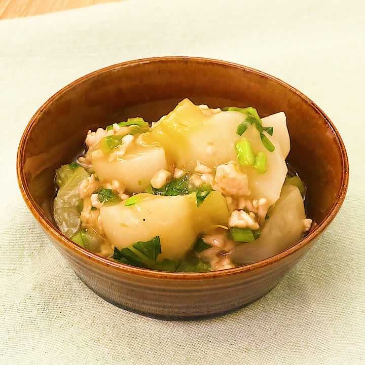 かぶと鶏ひき肉の柚子胡椒あん