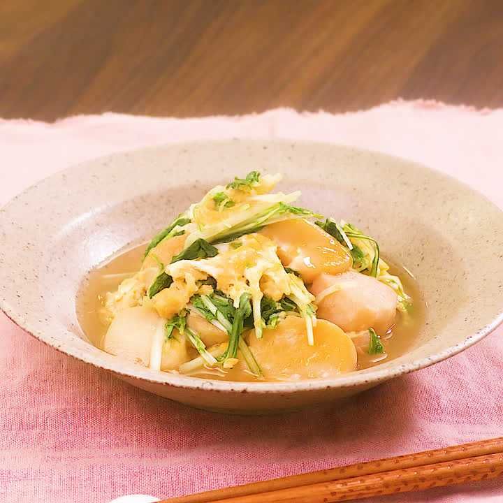 水菜とお麩の卵とじ