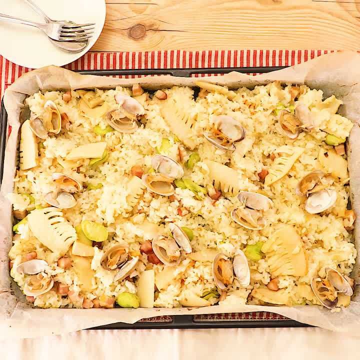 あさりとそら豆入りパエリヤ