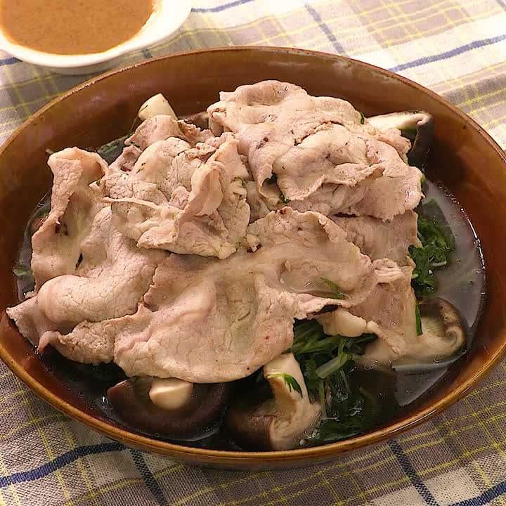 豚と水菜のごましょうがダレさっと煮