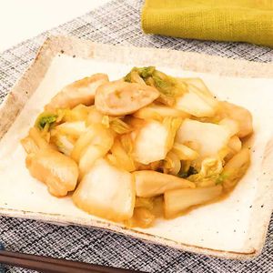 「ささみと白菜のわさび醤油炒め」のレシピ動画