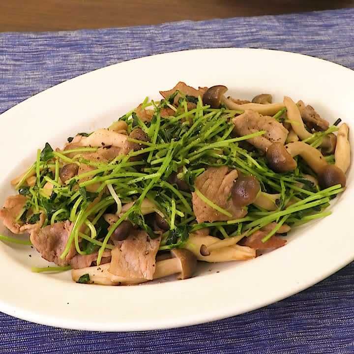 味付け簡単 豆苗と豚肉のウスター炒めのレシピ動画 作り方 Delish Kitchen