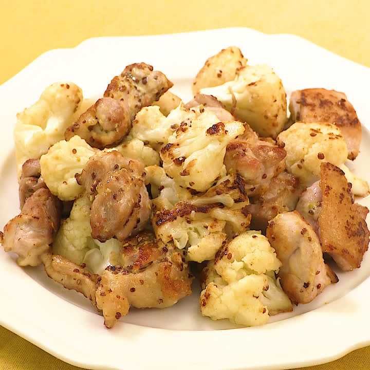 カリフラワーと鶏肉のマヨマスタード炒め