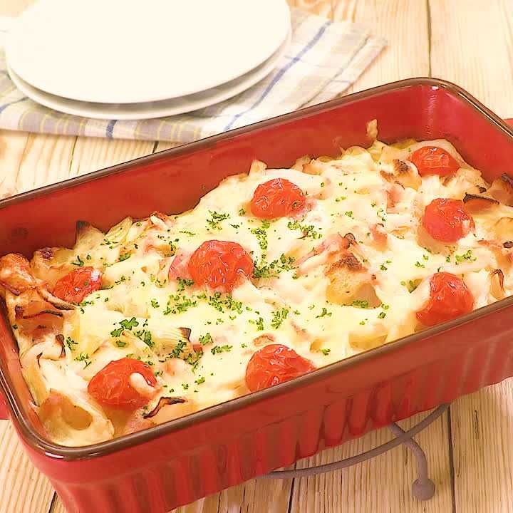 新玉ねぎとベーコンのパングラタン