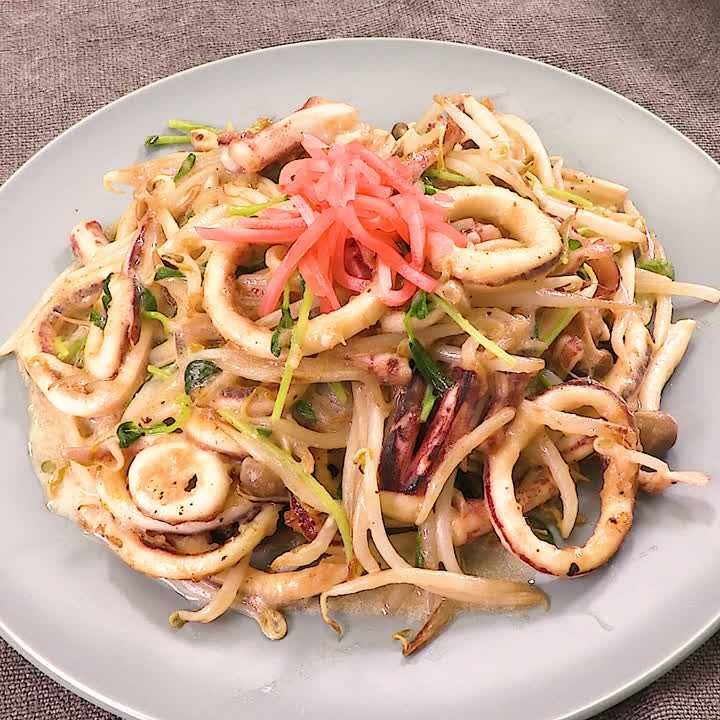 イカと豆苗の中華炒め