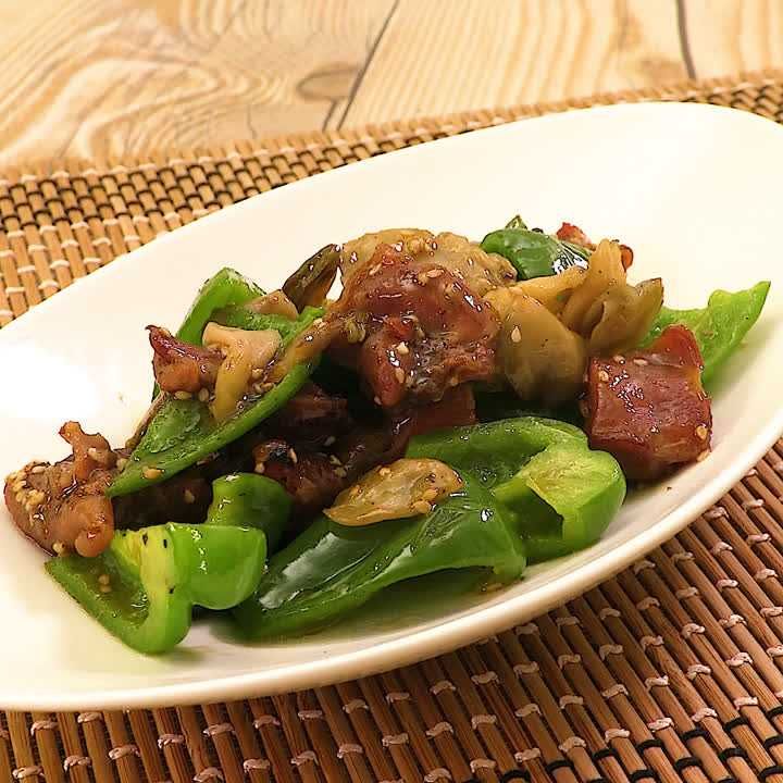 焼き鳥とピーマンのおつまみ炒め