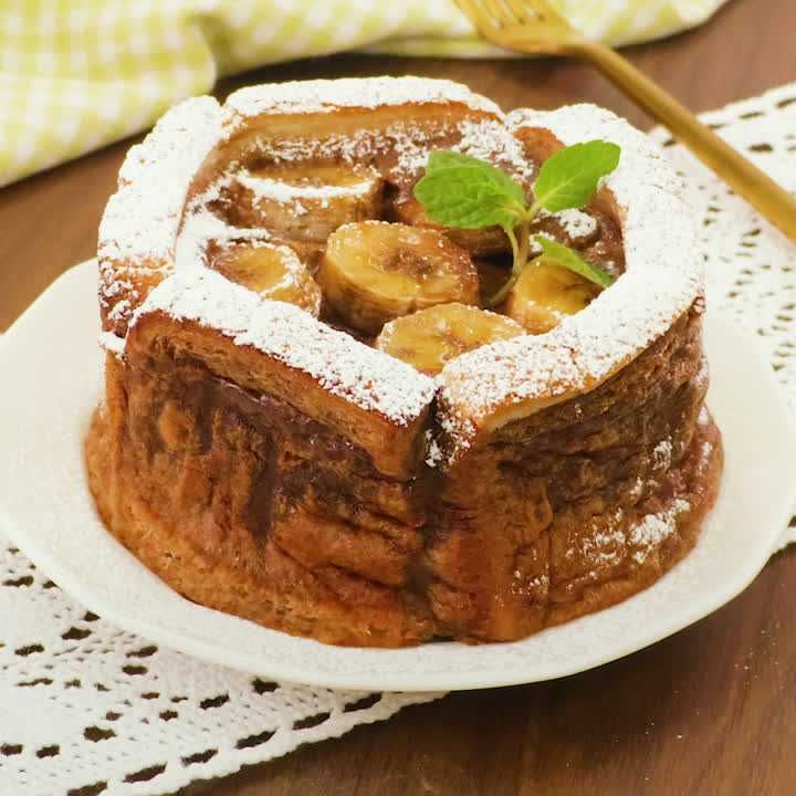 中はまるで焼きプリン！ 食パンチョコバナナケーキのレシピ動画・作り方 | デリッシュキッチン