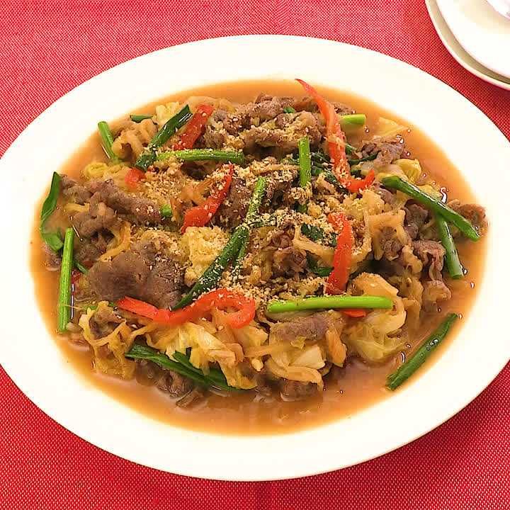 白菜と牛こまのピリ辛プルコギ煮込み