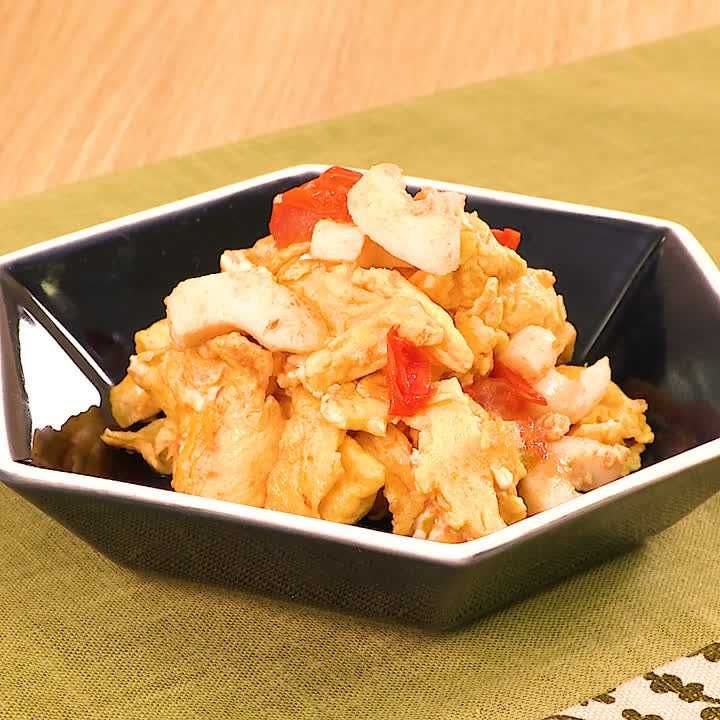 イカと卵のトマト中華炒め