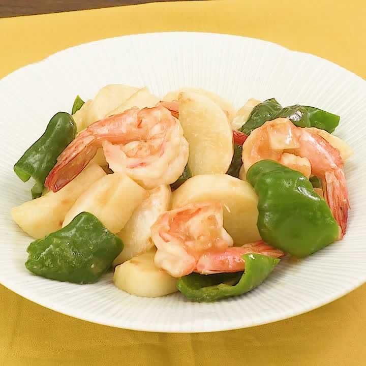 長芋とえびの甘酢炒め