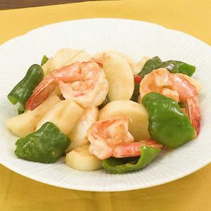 「長芋とえびの甘酢炒め」のレシピ動画