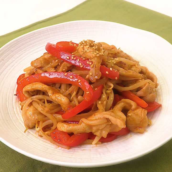 豚肉ともやしのコチュジャン炒め