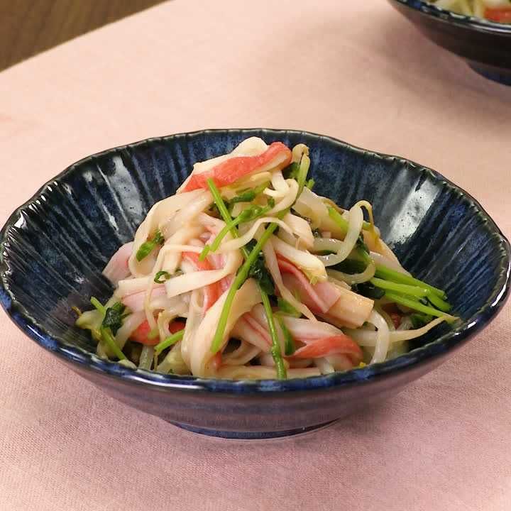 豆苗とかにかまぼこの酢みそ和え