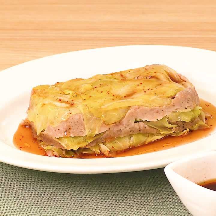 鶏ひき肉とキャベツのレンジ蒸し