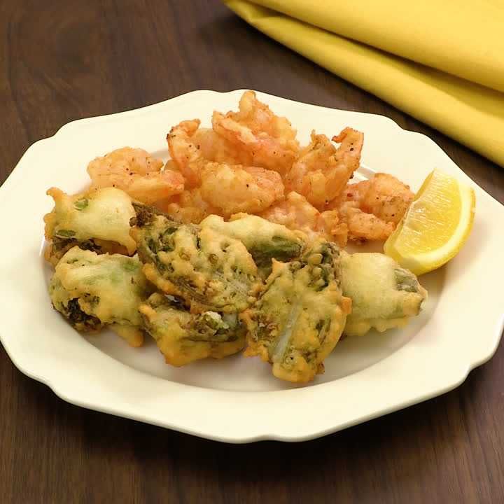 ふきのとうと海老のチーズフリット