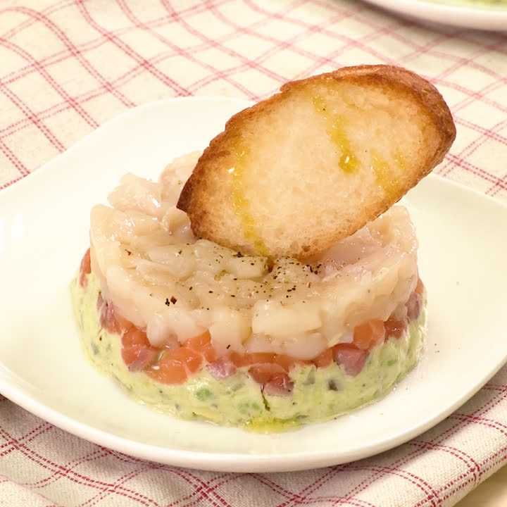 ホタテとサーモンのタルタル