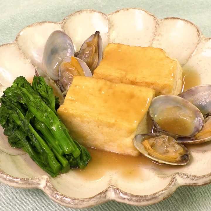 豆腐ステーキとあさりの和風煮