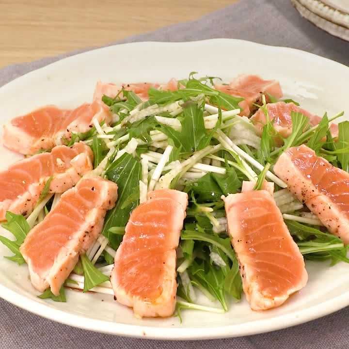 焼きサーモンのカルパッチョ風