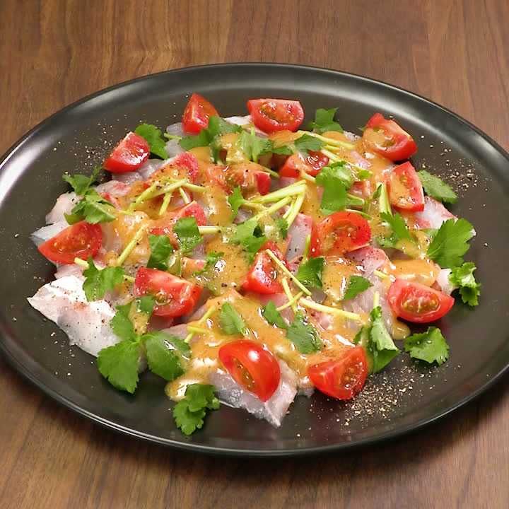 白身魚のみそレモンカルパッチョ