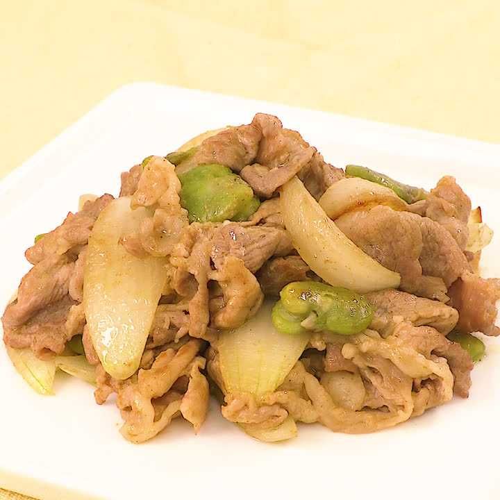 そら豆と豚肉のカレー炒め