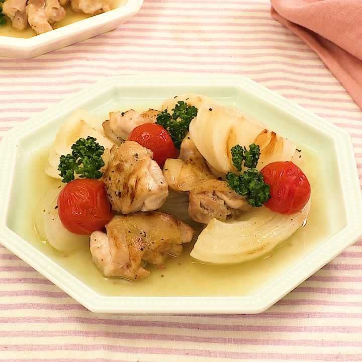 新玉ねぎと鶏肉の蒸し煮