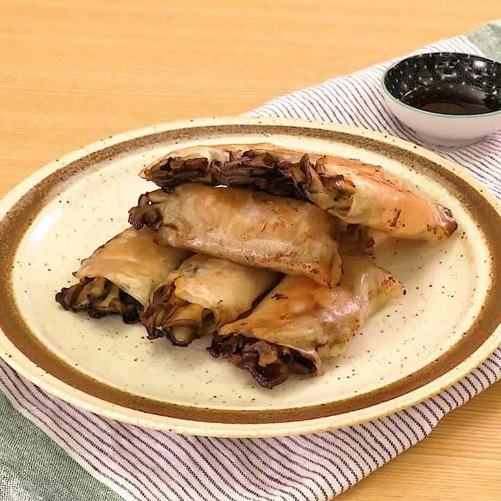 まいたけとハムの春巻き