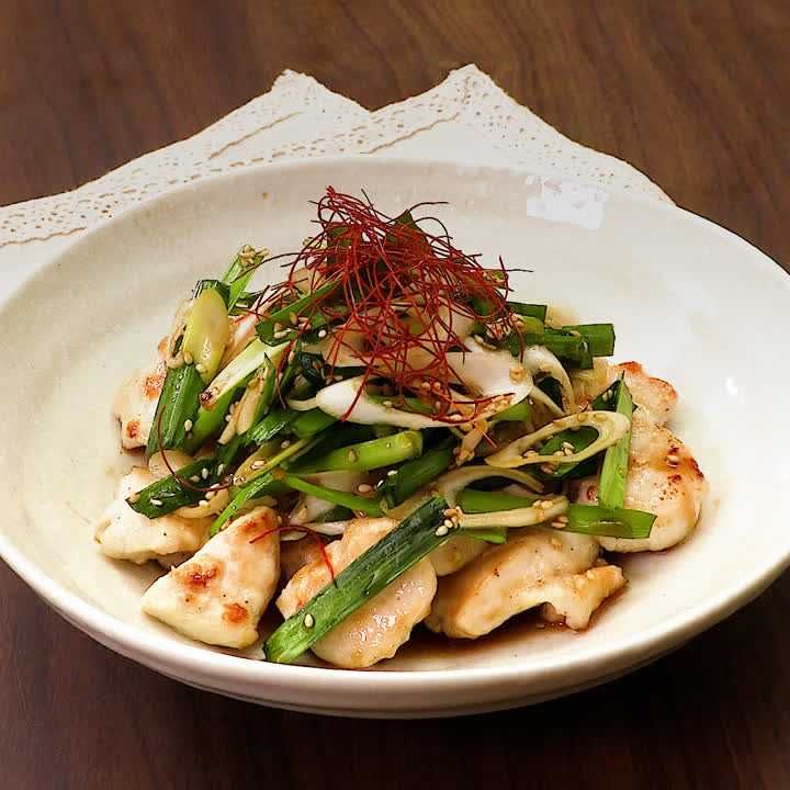鶏むね肉の甘酢ニラだれ