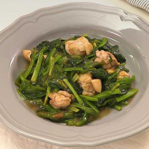 ほうれん草と鶏肉の梅だれ炒め