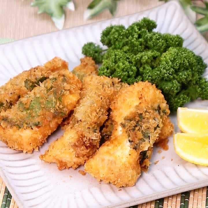 メカジキの梅大葉包み揚げ