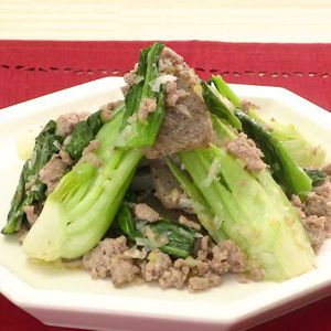 こんにゃくとチンゲン菜の中華炒め