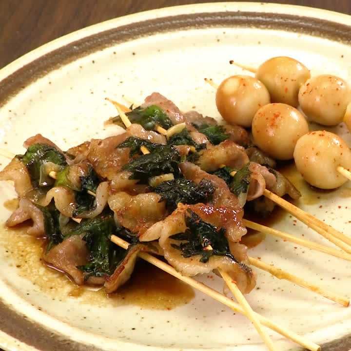 串に刺すだけで居酒屋風 青じそにんにくの豚ばら串