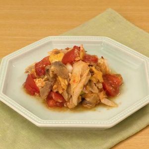 豚こまで玉トマ中華炒め