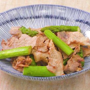 アスパラと豚肉の甘辛炒め