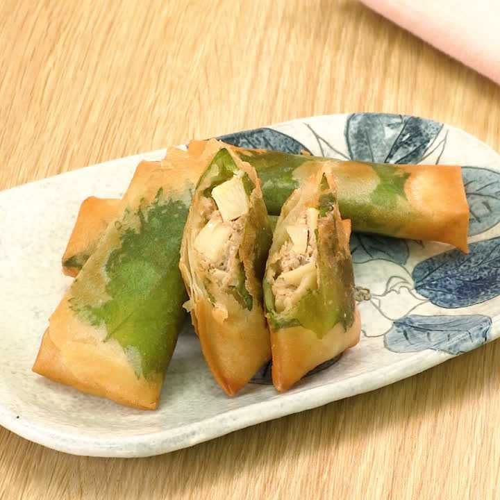 たけのこと鶏ひき肉の春巻き