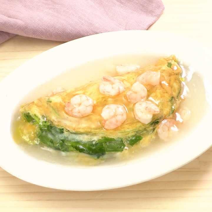 三つ葉の和風オムレツしょうがあんかけ