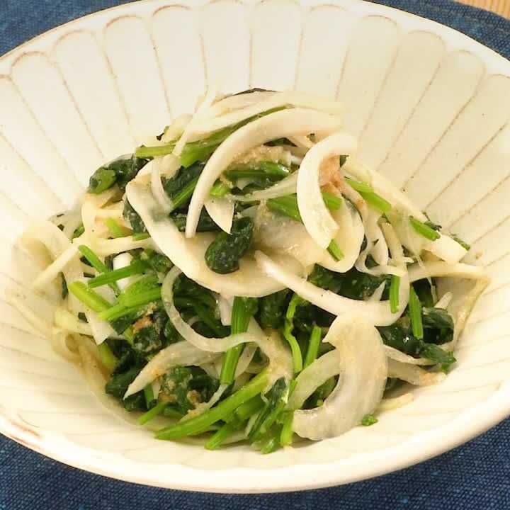 新玉ねぎと青菜のごまあえ