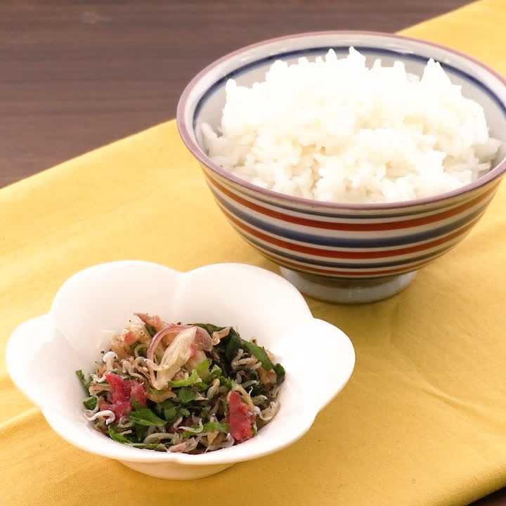 梅とじゃこのみょうが和え