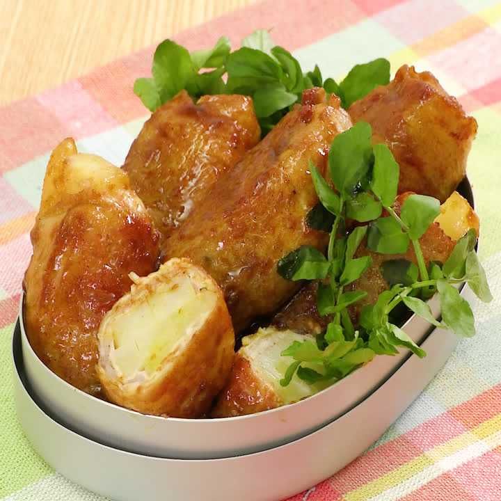 肉巻きポテトのカレー照り焼き