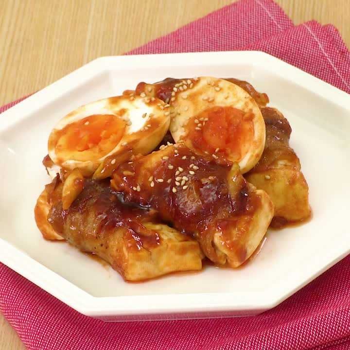 豚バラ豆腐のコチュ照りソース