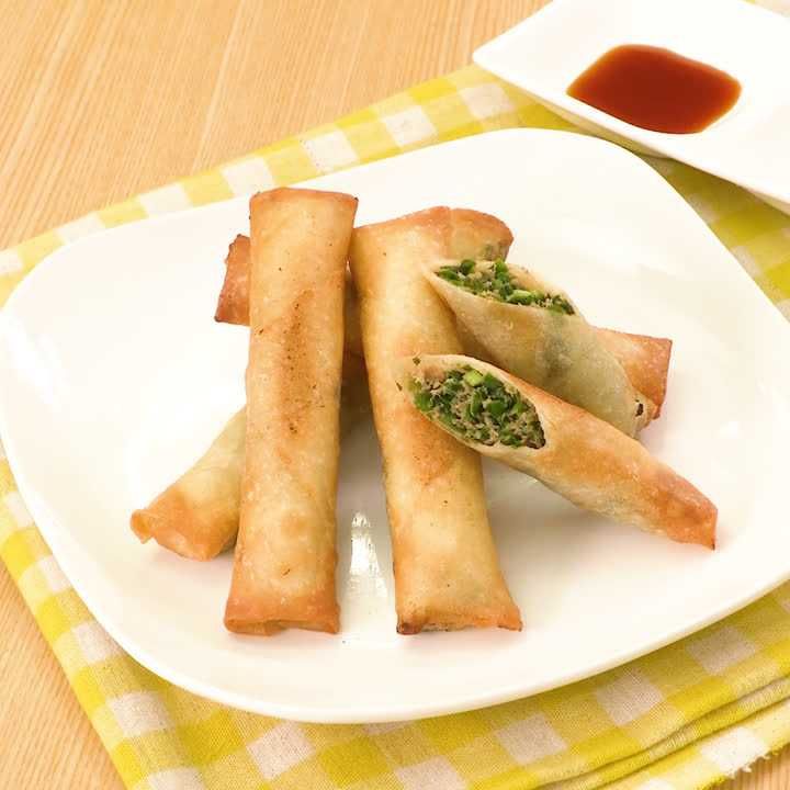 ニラと挽肉の揚げ春巻