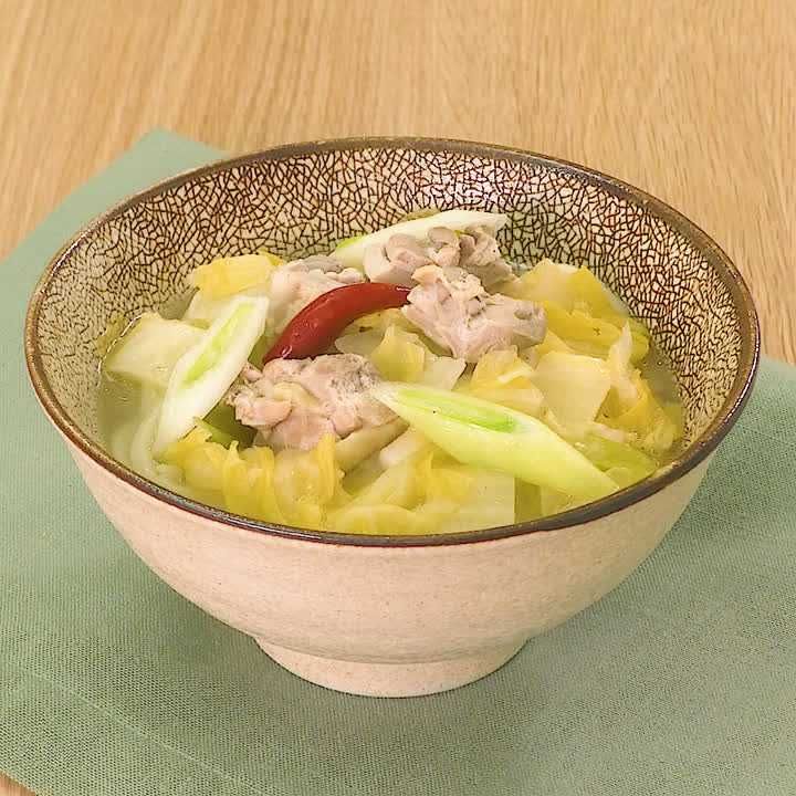 白菜漬けと鶏肉のうどん