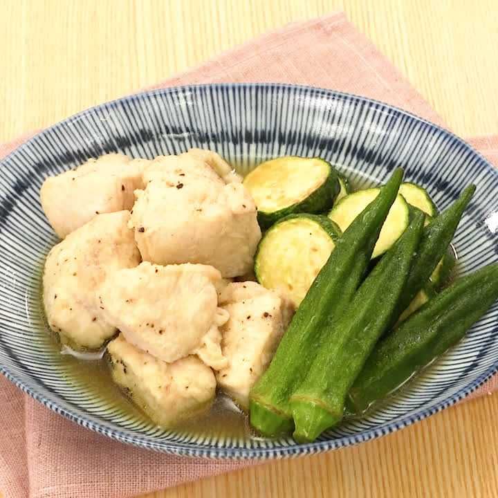 鶏肉とオクラの揚げびたし