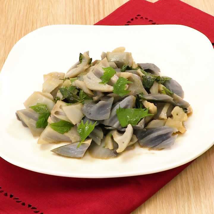 粗つぶしれんこんの青じそあえ