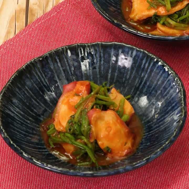 せりとタコのピリ辛ナムル